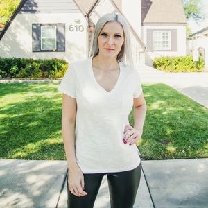 Basic Off White V Neck Top